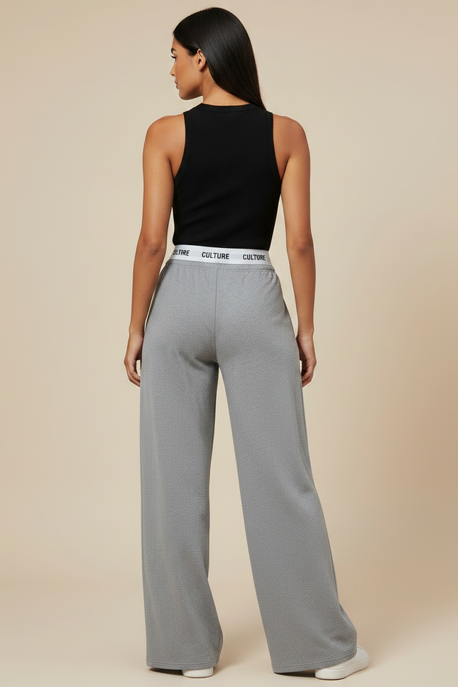 Pantalon Fluide Gris Ample Décontracté Bande Logo - Molleton - vue 2
