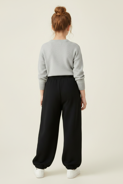 Pantalon Fluide Noir Ample Décontracté Sport Enfant - Molleton - vue 2