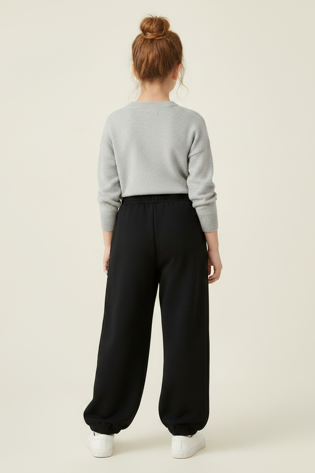 Pantalon Fluide Noir Ample Décontracté Sport Enfant - Molleton - vue 2