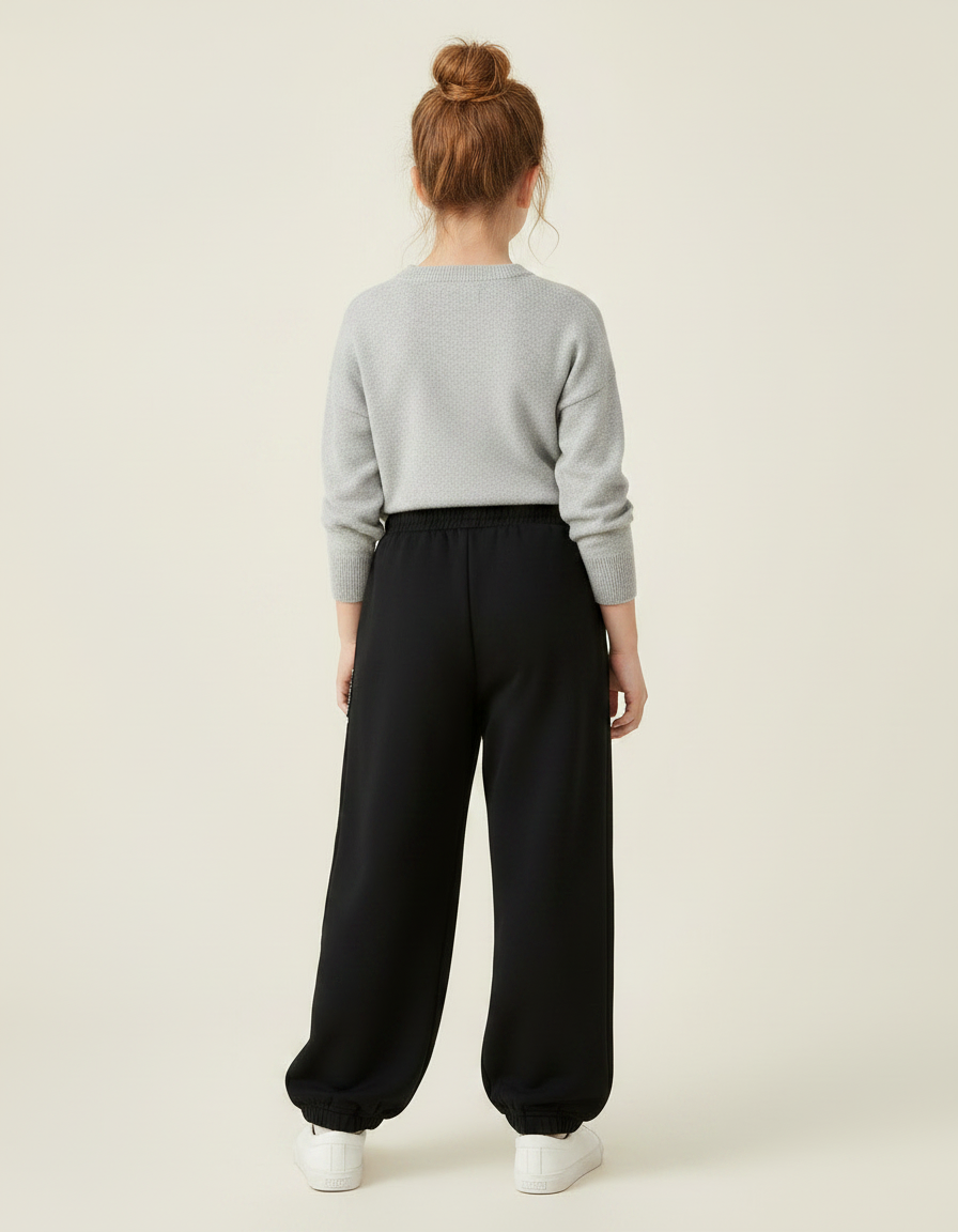 Pantalon Fluide Noir Ample Décontracté Sport Enfant - Molleton - vue 2