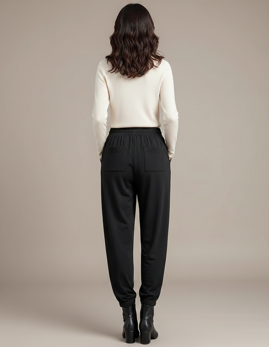 Pantalon Sarouel Fluide Femme - Noir Viscose - vue 2