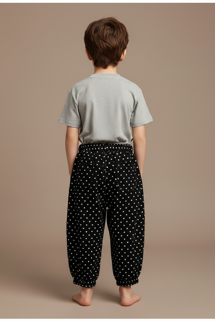 Pantalon Fluide Noir A Pois Blanc - Cordé - vue 2