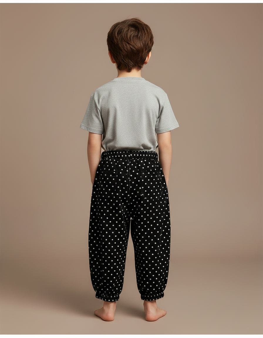 Pantalon Fluide Noir A Pois Blanc - Cordé - vue 2