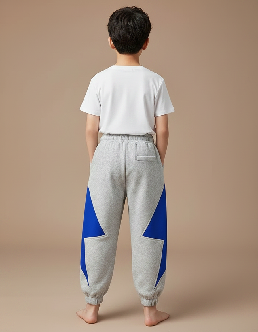 Pantalon Fluide Gris Bleu Ample Sport Enfant - Molleton - vue 2