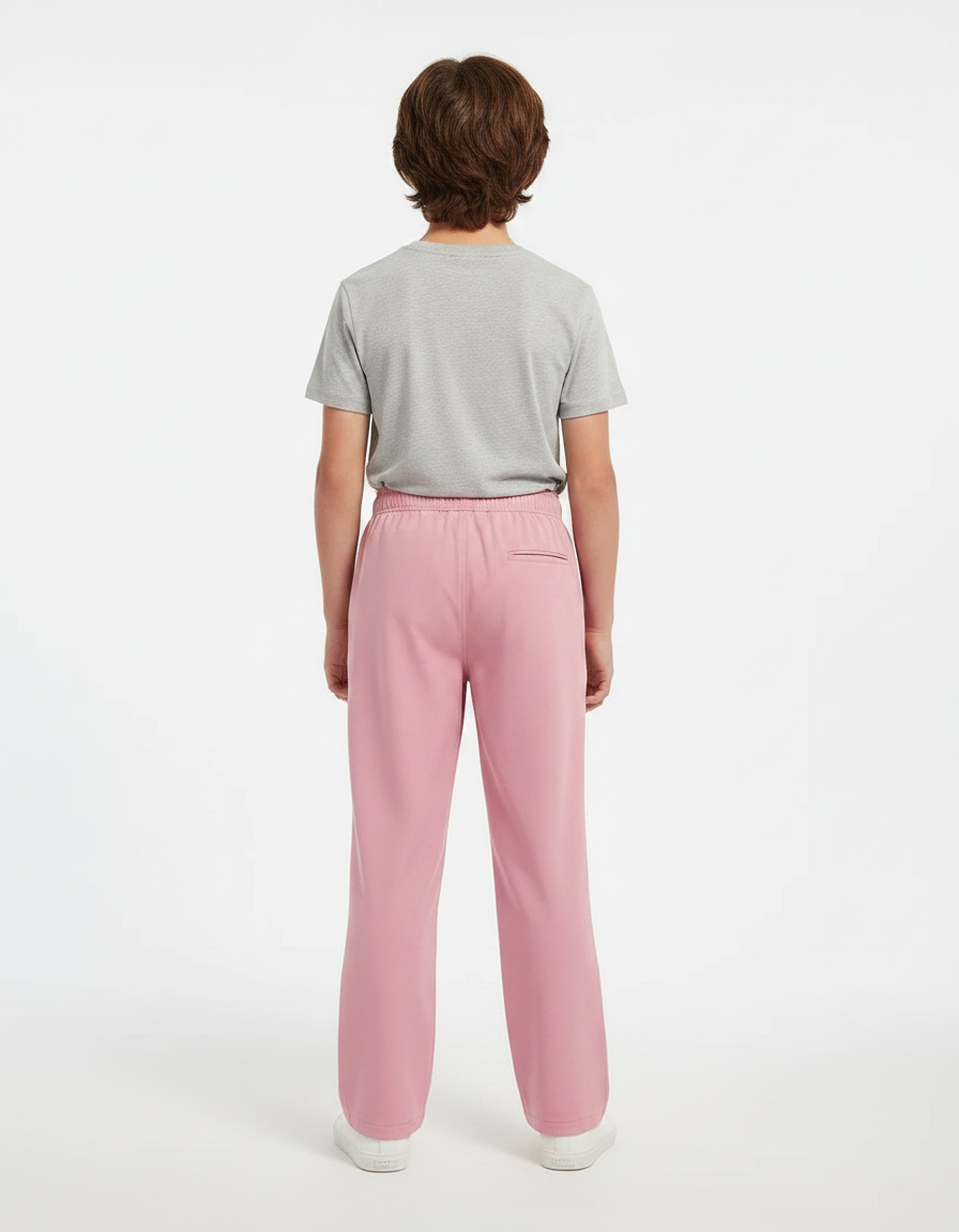 Pantalon Fluide Rose Droit Décontracté Cordon Enfant - Polyester - vue 2