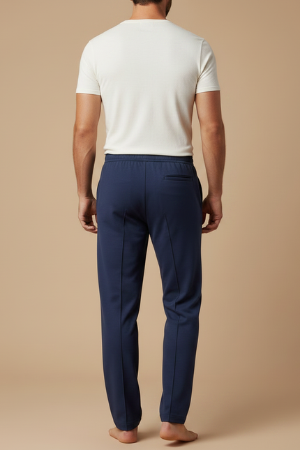 Pantalon Fluide Homme Bleu Marine Décontracté Droit - Molleton - vue 2