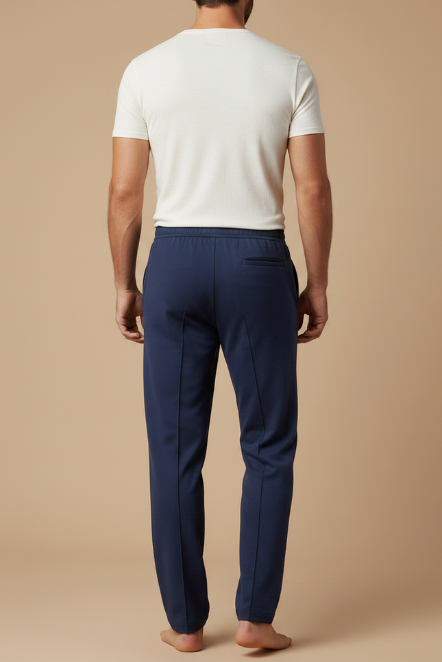 Pantalon Fluide Homme Bleu Marine Décontracté Droit - Molleton - vue 2