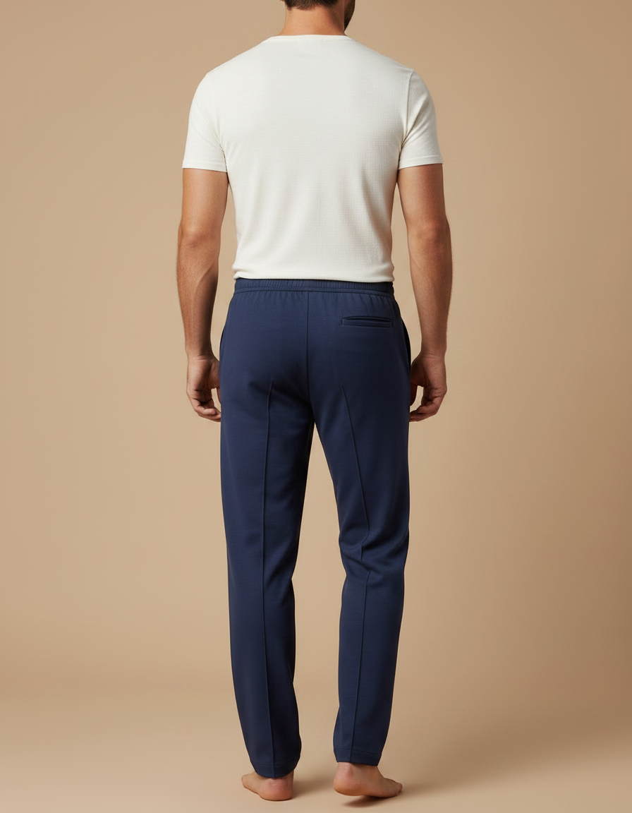 Pantalon Fluide Homme Bleu Marine Décontracté Droit - Molleton - vue 2