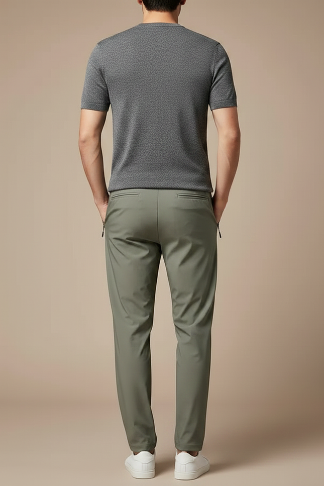 Pantalon Fluide Kaki Droit Décontracté Homme Cordon - Polyester - vue 2