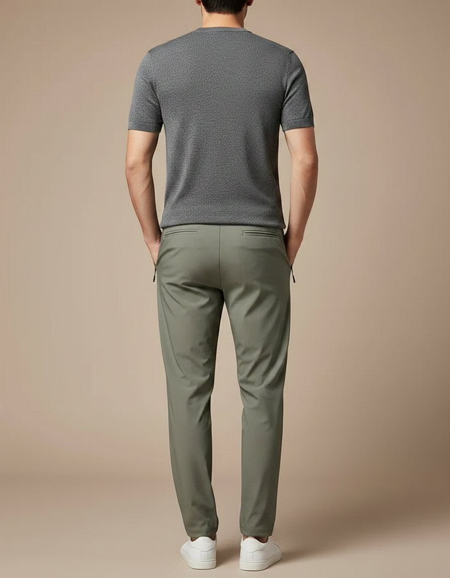Pantalon Fluide Kaki Droit Décontracté Homme Cordon - Polyester - vue 2