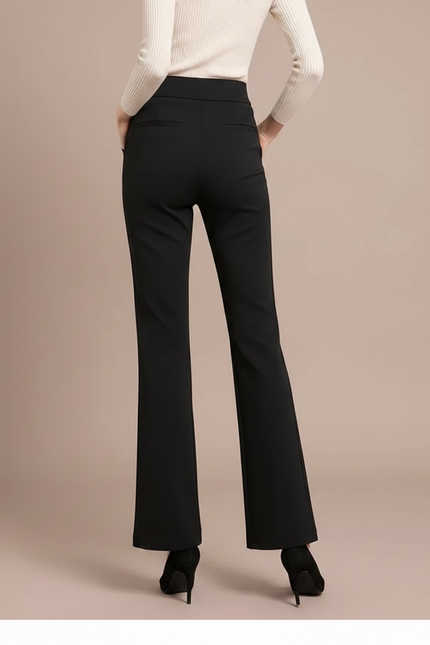 Pantalon Fluide Femme Noir Taille Haute - Polyester - vue 2