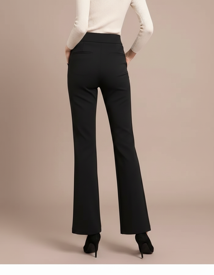 Pantalon Fluide Femme Noir Taille Haute - Polyester - vue 2