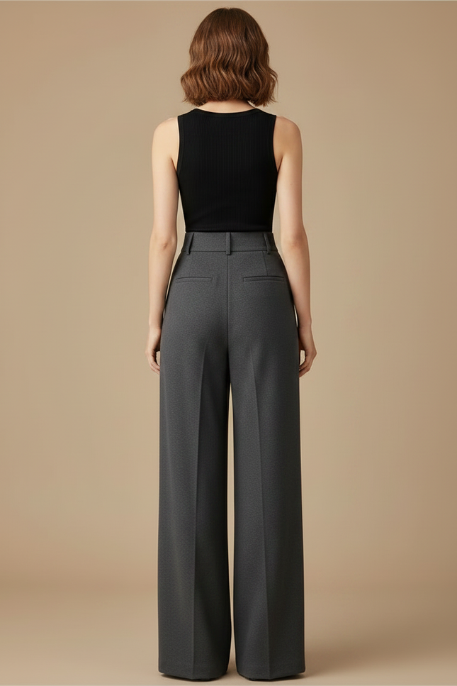 Pantalon Fluide Femme Automne Hiver - Gris Polyester - vue 2