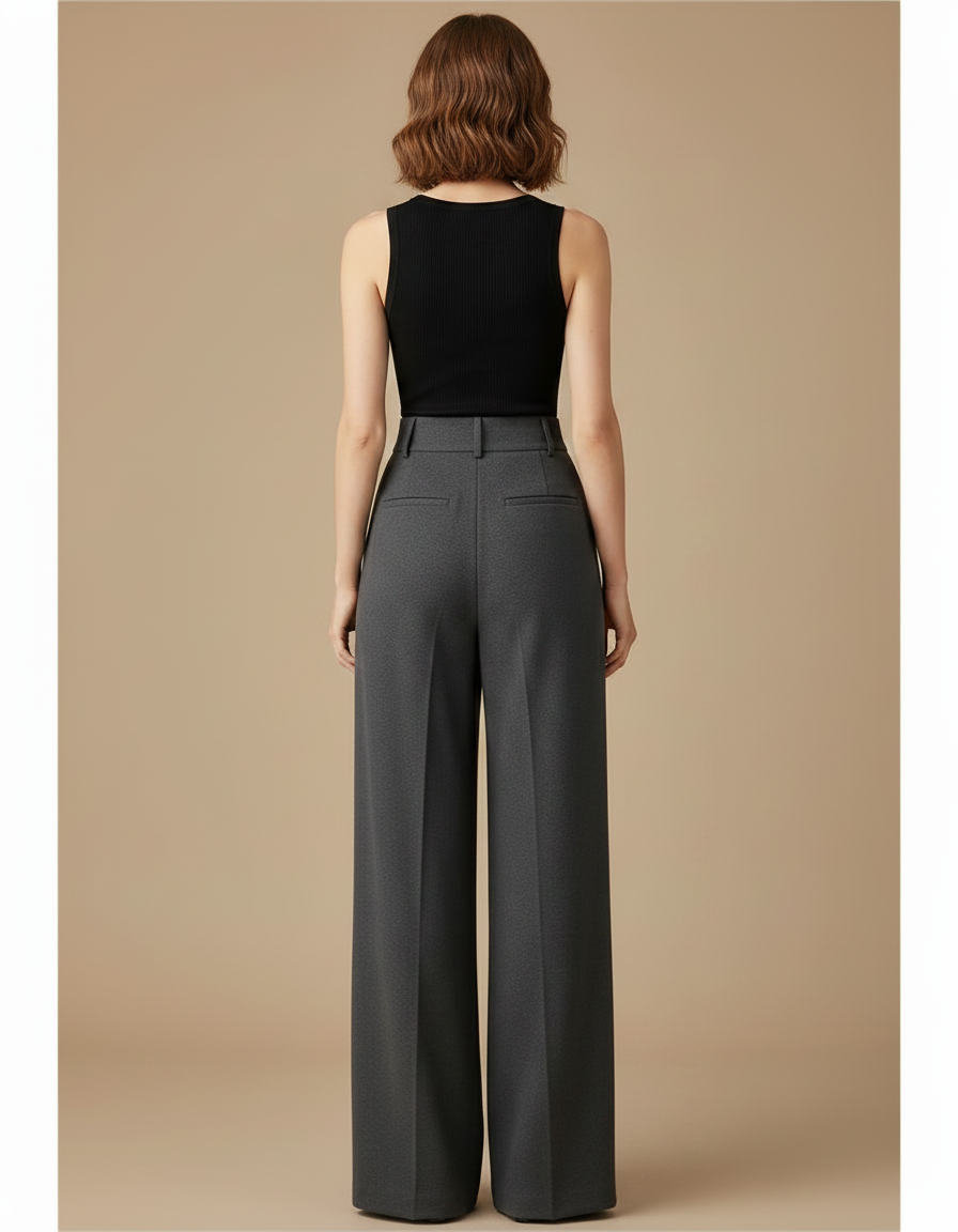 Pantalon Fluide Femme Automne Hiver - Gris Polyester - vue 2