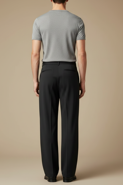 Pantalon Fluide Noir Ample Homme Formel Élégant Chic - Polyester - vue 2