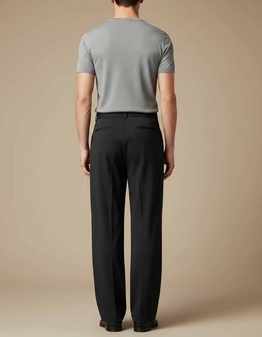 Pantalon Fluide Noir Ample Homme Formel Élégant Chic - Polyester - vue 2