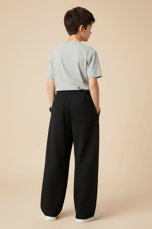 Pantalon Fluide Noir Ample Coton Sport Enfant - Molleton - vue 2