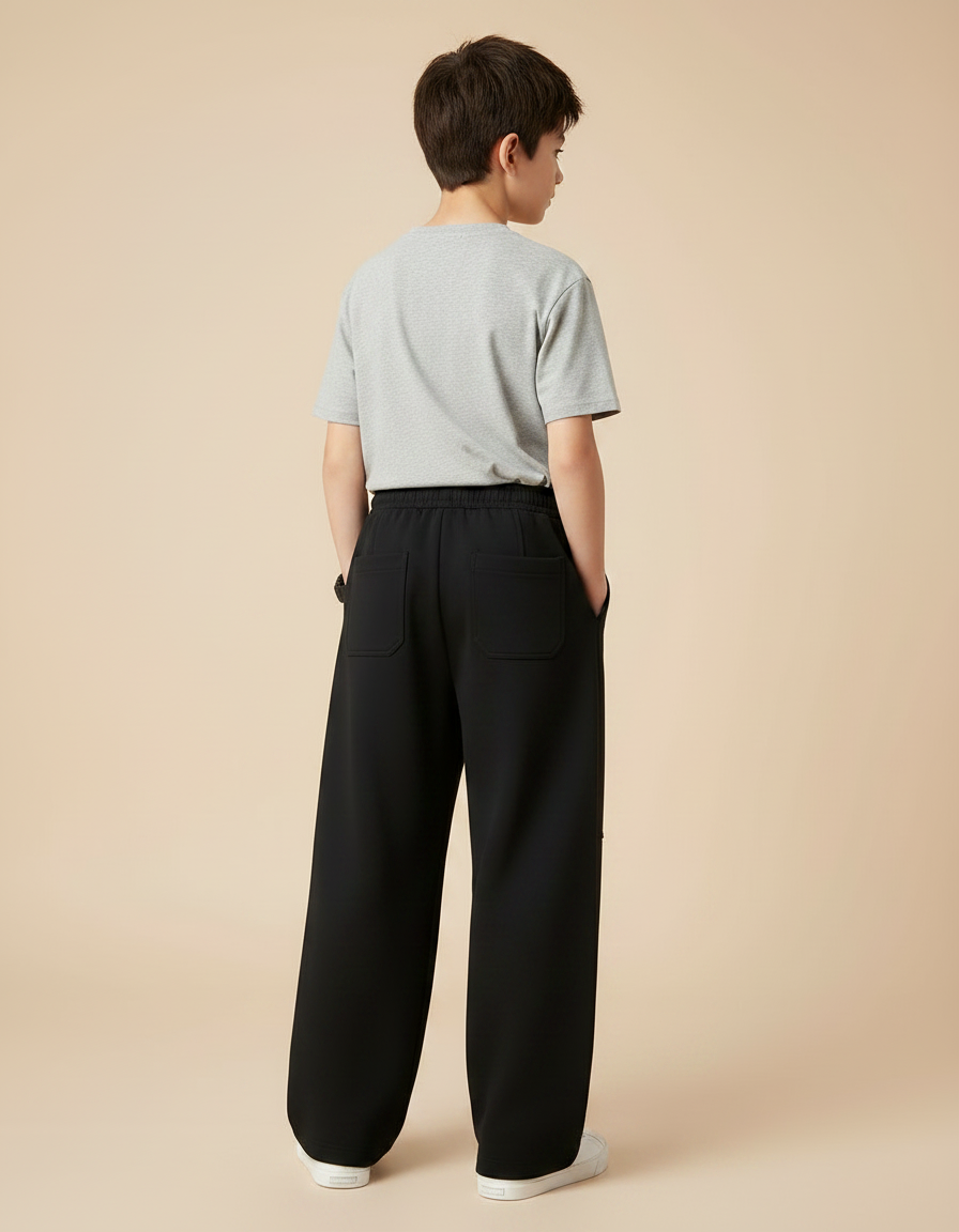 Pantalon Fluide Noir Ample Coton Sport Enfant - Molleton - vue 2