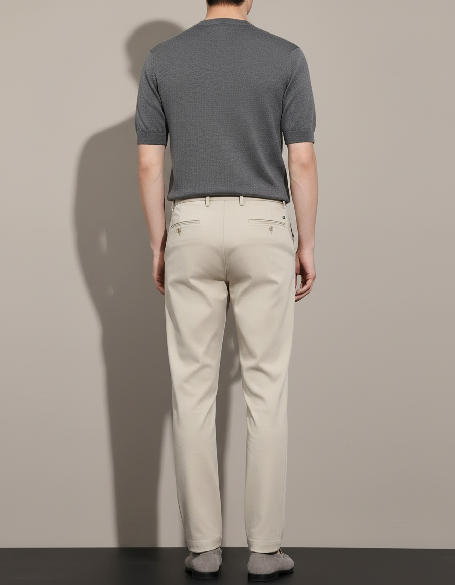 Pantalon Fluide Beige Droit Décontracté Homme Léger - Gabardine - vue 2