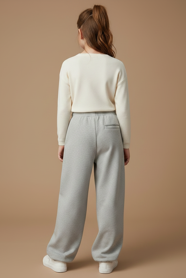 Pantalon Fluide Gris Ample Décontracté Enfant Confortable - Molleton - vue 2