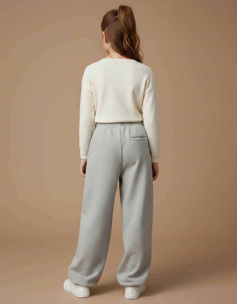 Pantalon Fluide Gris Ample Décontracté Enfant Confortable - Molleton - vue 2