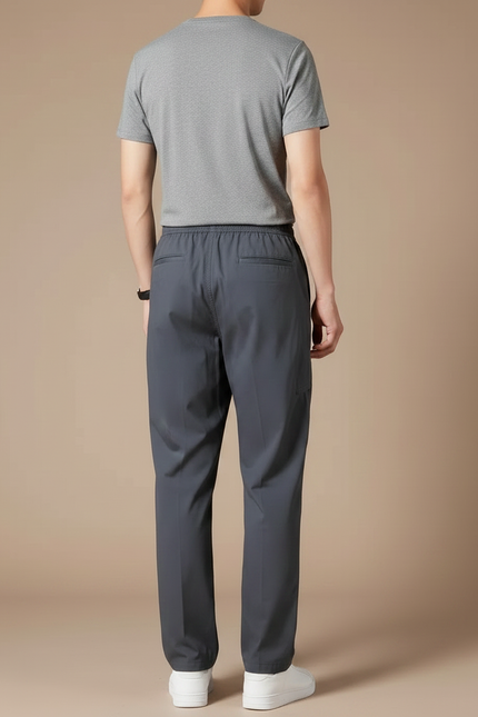Pantalon Fluide Gris Homme Ample Décontracté Coton - Polyester - vue 2