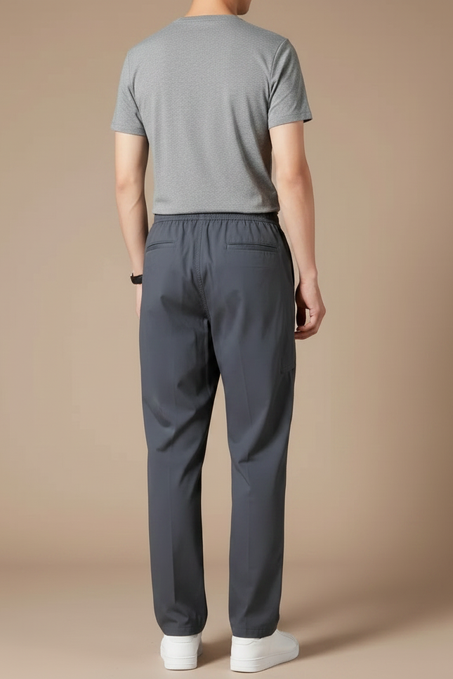 Pantalon Fluide Gris Homme Ample Décontracté Coton - Polyester - vue 2