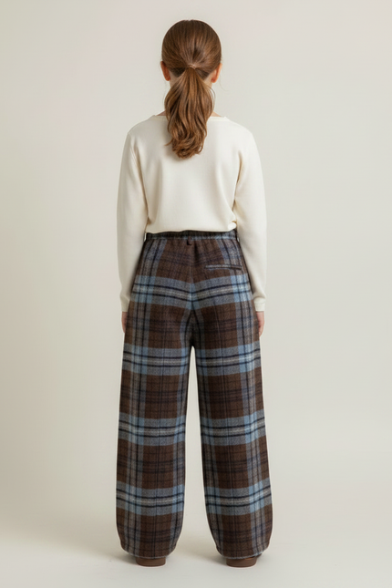 Pantalon Fluide Écossais Chaud Ample Laine Enfant - Multicolore - vue 2