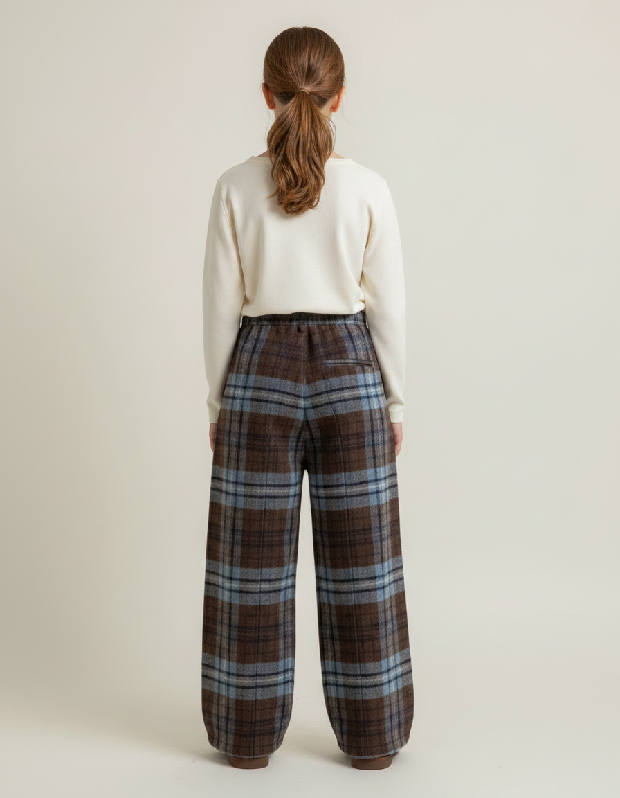 Pantalon Fluide Écossais Chaud Ample Laine Enfant - Multicolore - vue 2