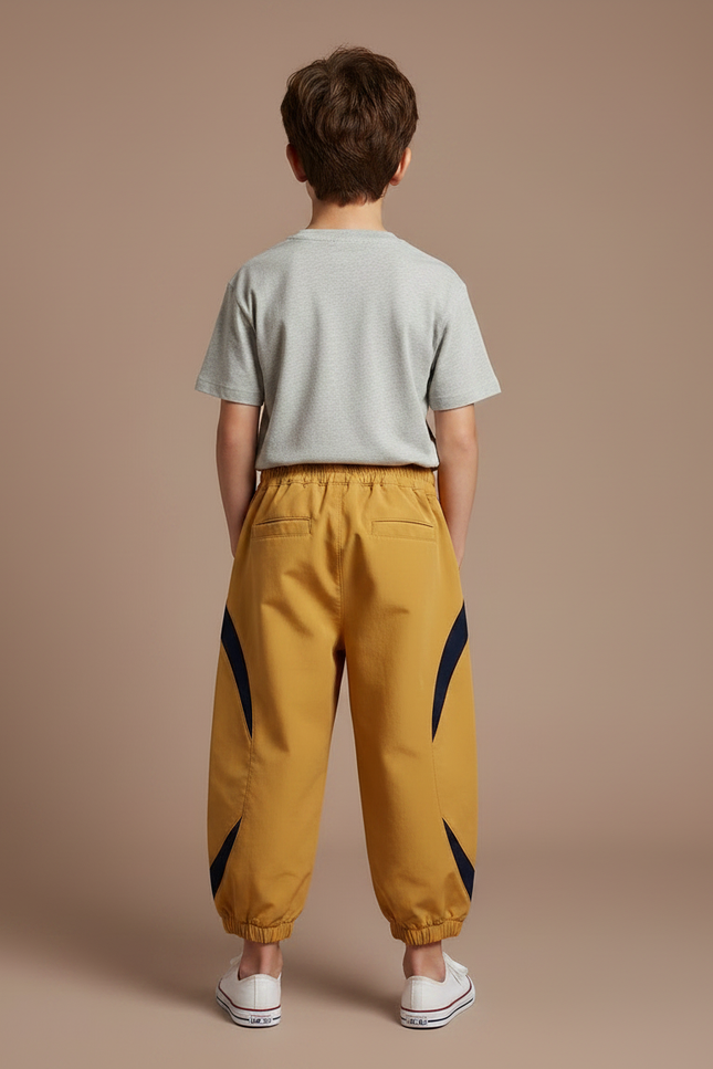 Pantalon Fluide Ample Jaune Moutarde Sportif Garçon - Polyester - vue 2