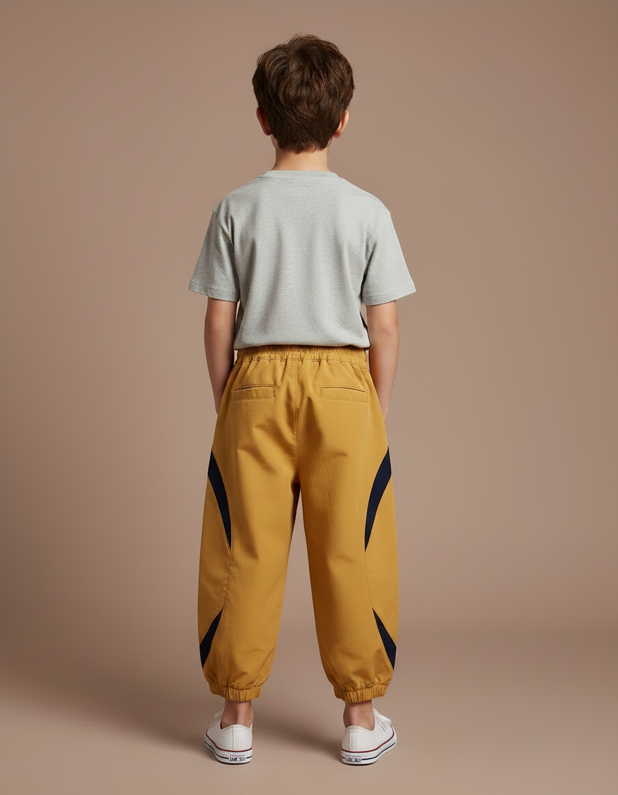 Pantalon Fluide Ample Jaune Moutarde Sportif Garçon - Polyester - vue 2