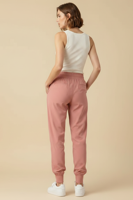 Pantalon Fluide Rose Athlétique Sport Jogger Femme - Polyester - vue 2