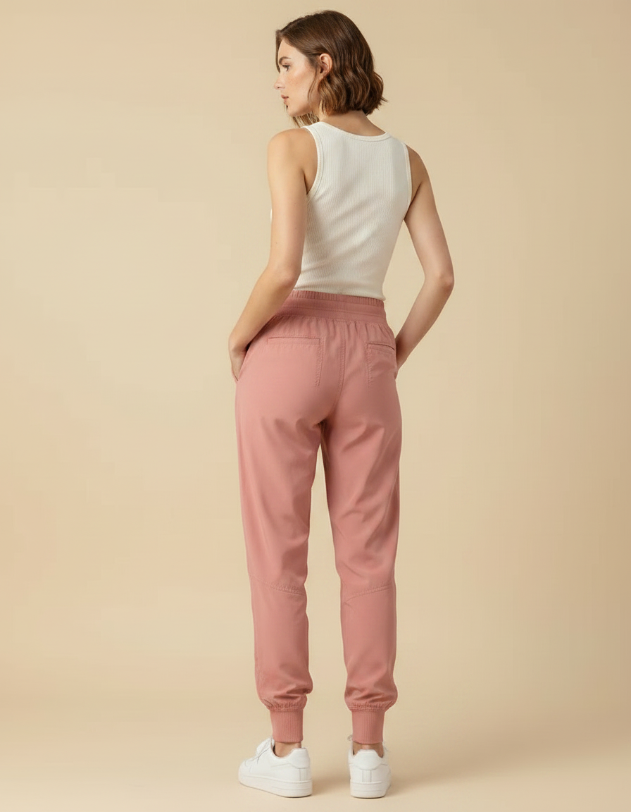 Pantalon Fluide Rose Athlétique Sport Jogger Femme - Polyester - vue 2