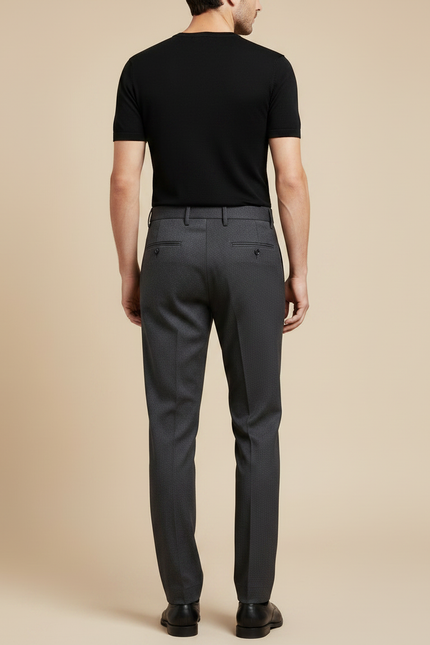 Pantalon Fluide Gris Foncé Droit Élégant Homme - Laine - vue 2