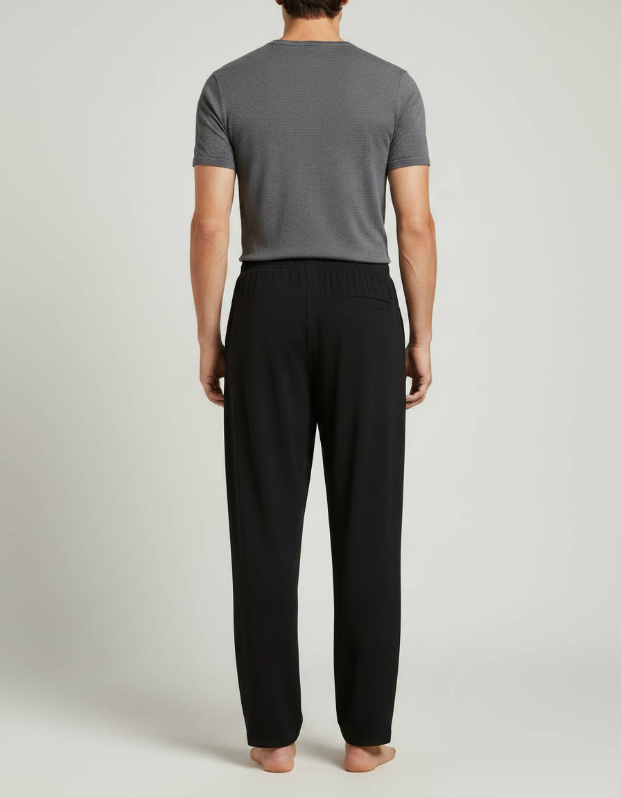 Pantalon Fluide Homme Noir Ample Confort Décontracté - Viscose - vue 2