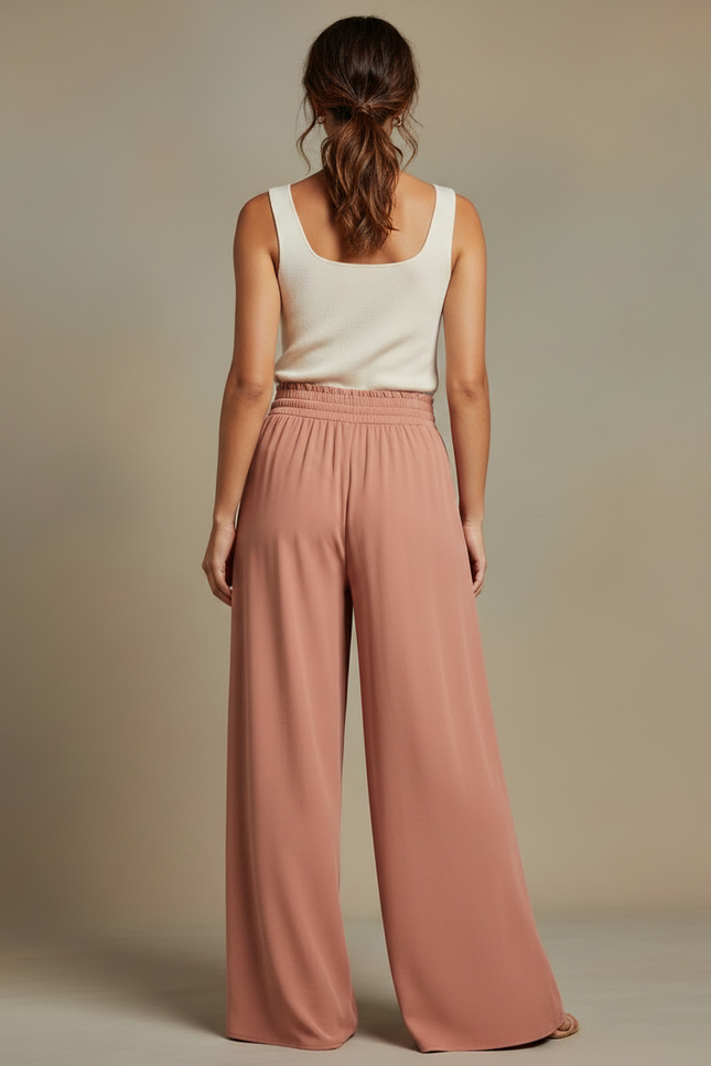 Pantalon Fluide Terracotta Femme - Marron Viscose - vue 2