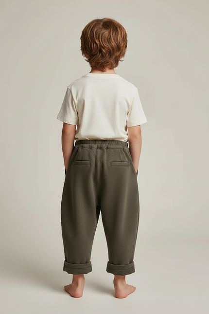 Pantalon Fluide Fuselé - Kaki Molleton - vue 2