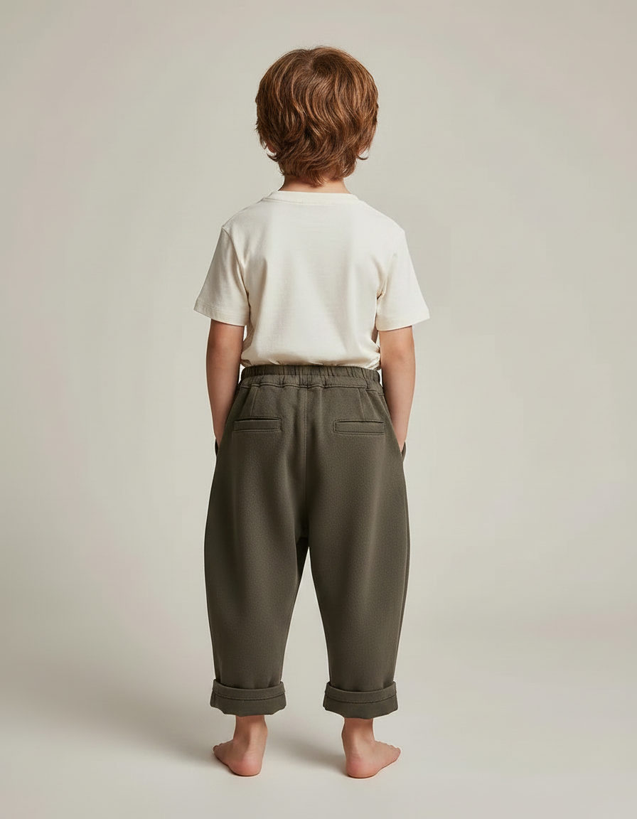 Pantalon Fluide Fuselé - Kaki Molleton - vue 2