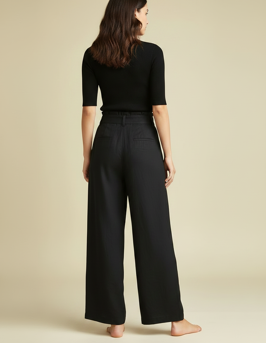 Pantalon Fluide Femme Noir Palazzo Lin - vue 2