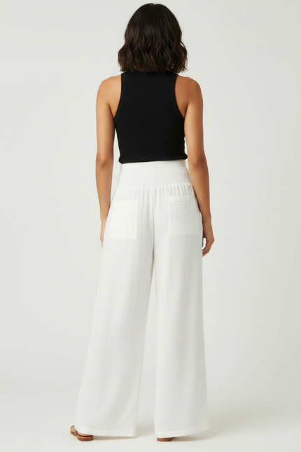 Pantalon Fluide Femme Lin - Blanc - vue 2