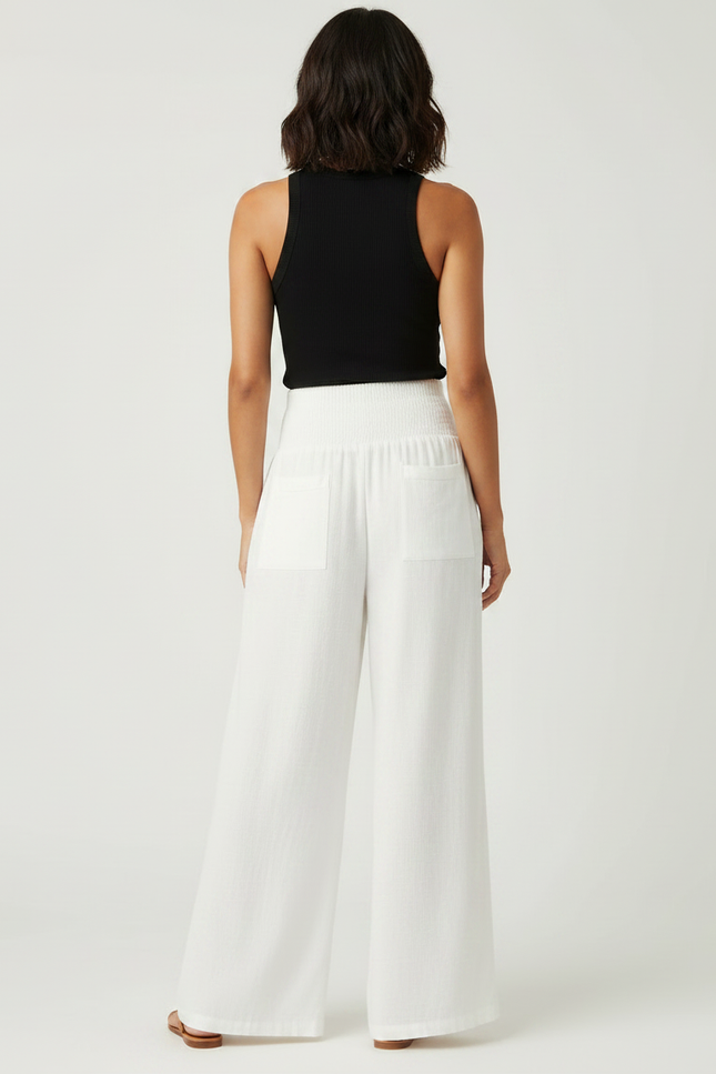 Pantalon Fluide Femme Lin - Blanc - vue 2