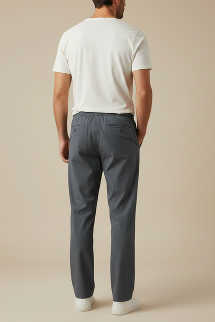 Pantalon Fluide Gris Droit Cordon Homme Décontracté - Polyester - vue 2