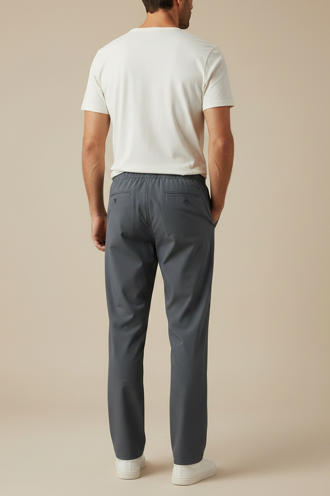 Pantalon Fluide Gris Droit Cordon Homme Décontracté - Polyester - vue 2