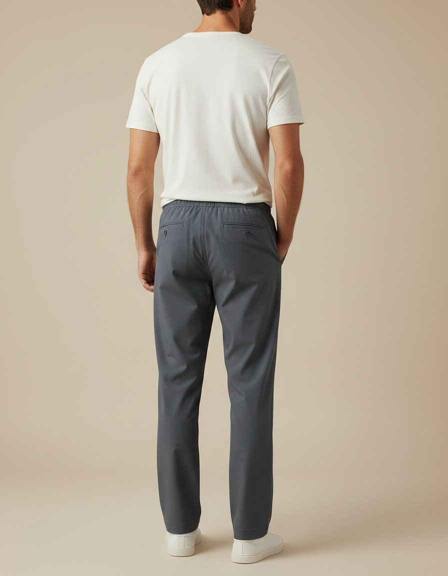 Pantalon Fluide Gris Droit Cordon Homme Décontracté - Polyester - vue 2