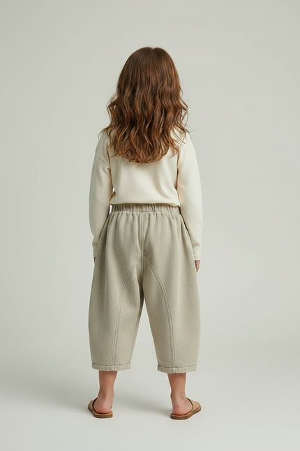 Pantalon Fluide Beige Ample Coton Décontracté Enfant - Molleton - vue 2
