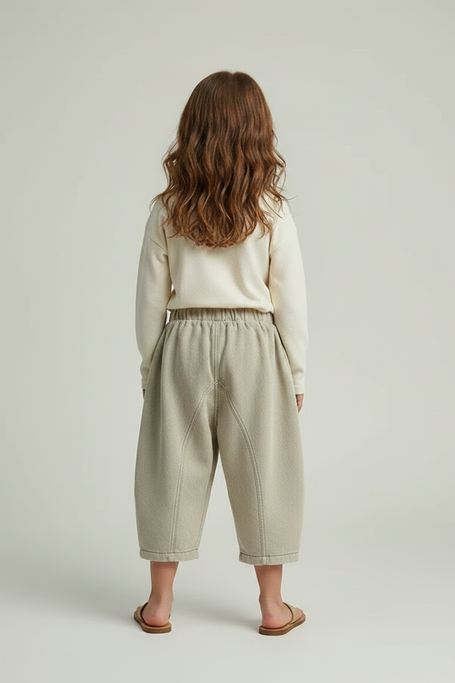 Pantalon Fluide Beige Ample Coton Décontracté Enfant - Molleton - vue 2