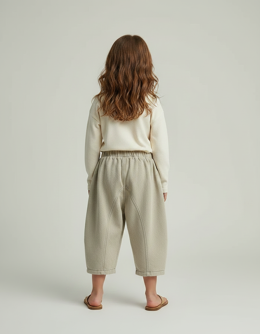 Pantalon Fluide Beige Ample Coton Décontracté Enfant - Molleton - vue 2