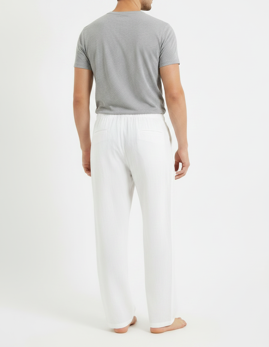 Pantalon Large Fluide Blanc - Lin - vue 2