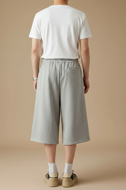 Pantalon Fluide Gris Ample Cordon Décontracté Mi-Mollet Homme - Molleton - vue 2
