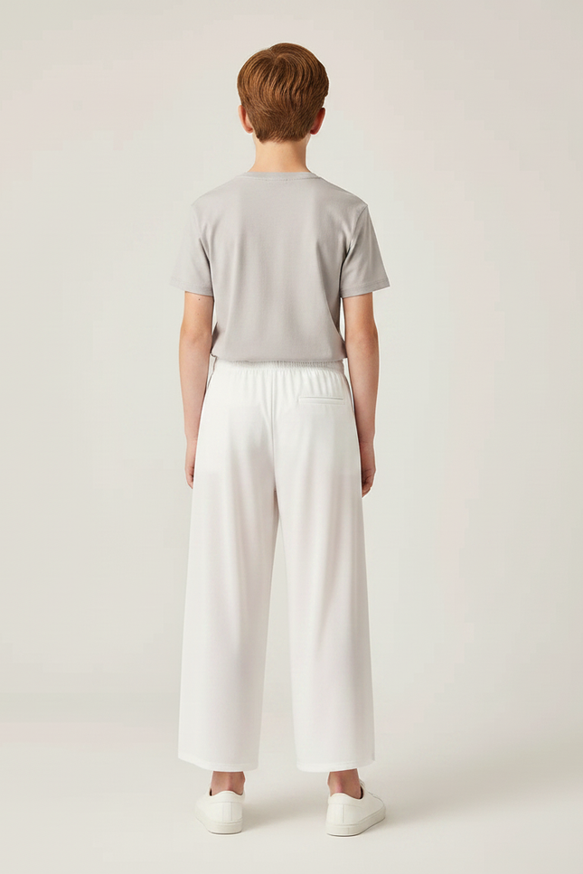 Pantalon Fluide Blanc Ample Fendu Léger - Polyester - vue 2
